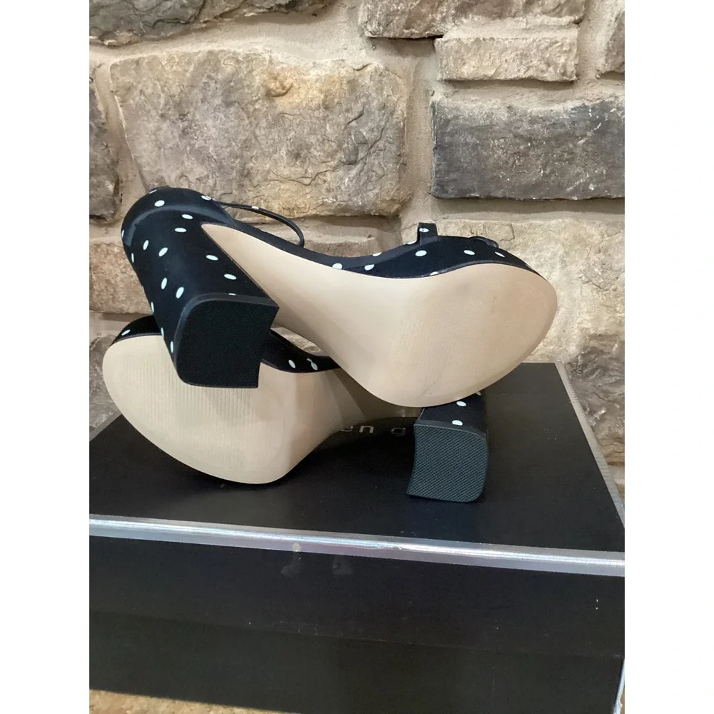 Madden Girl Womens Size 6 Cady Black White Polka Dot Platform Block Heels New